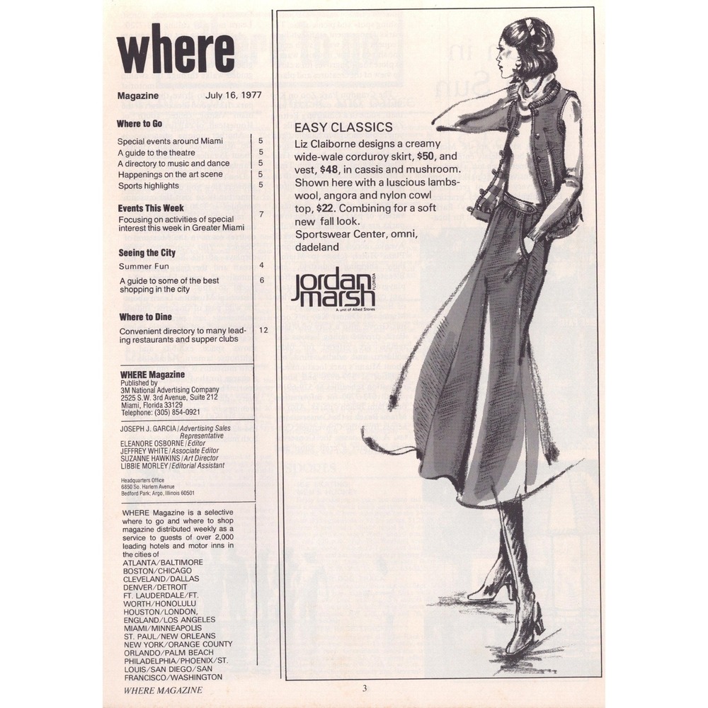 Vintage Where Magazine Miami Beach July 16 1977 Travel Guide 3M Publication VG - Picture 3 of 4